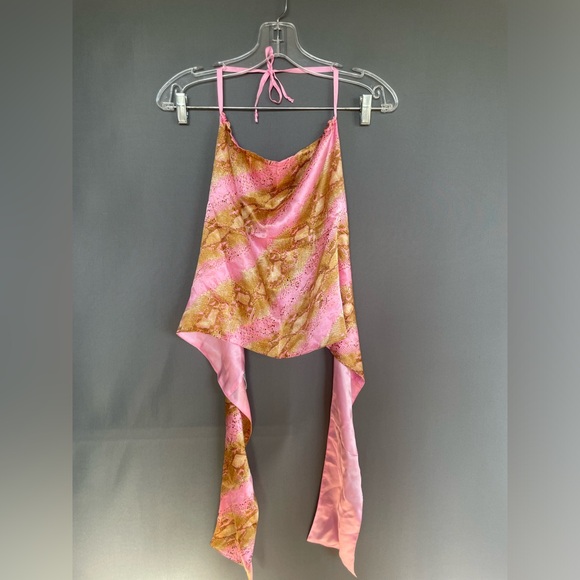 ECHO 100% SILK crop top beach wrap summer halter tie back top - Picture 1 of 11